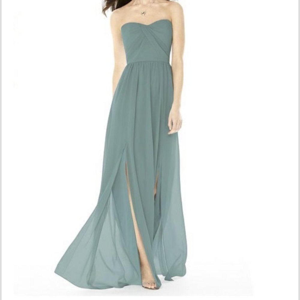 Dessy strapless dress, icelandic, green, gray